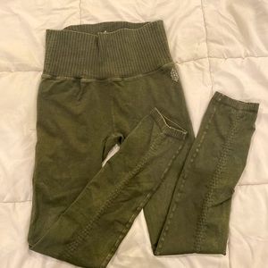FREE PEOPLE Good Karma HIGH RISE leggings SECRET MOSS w/ matching top
